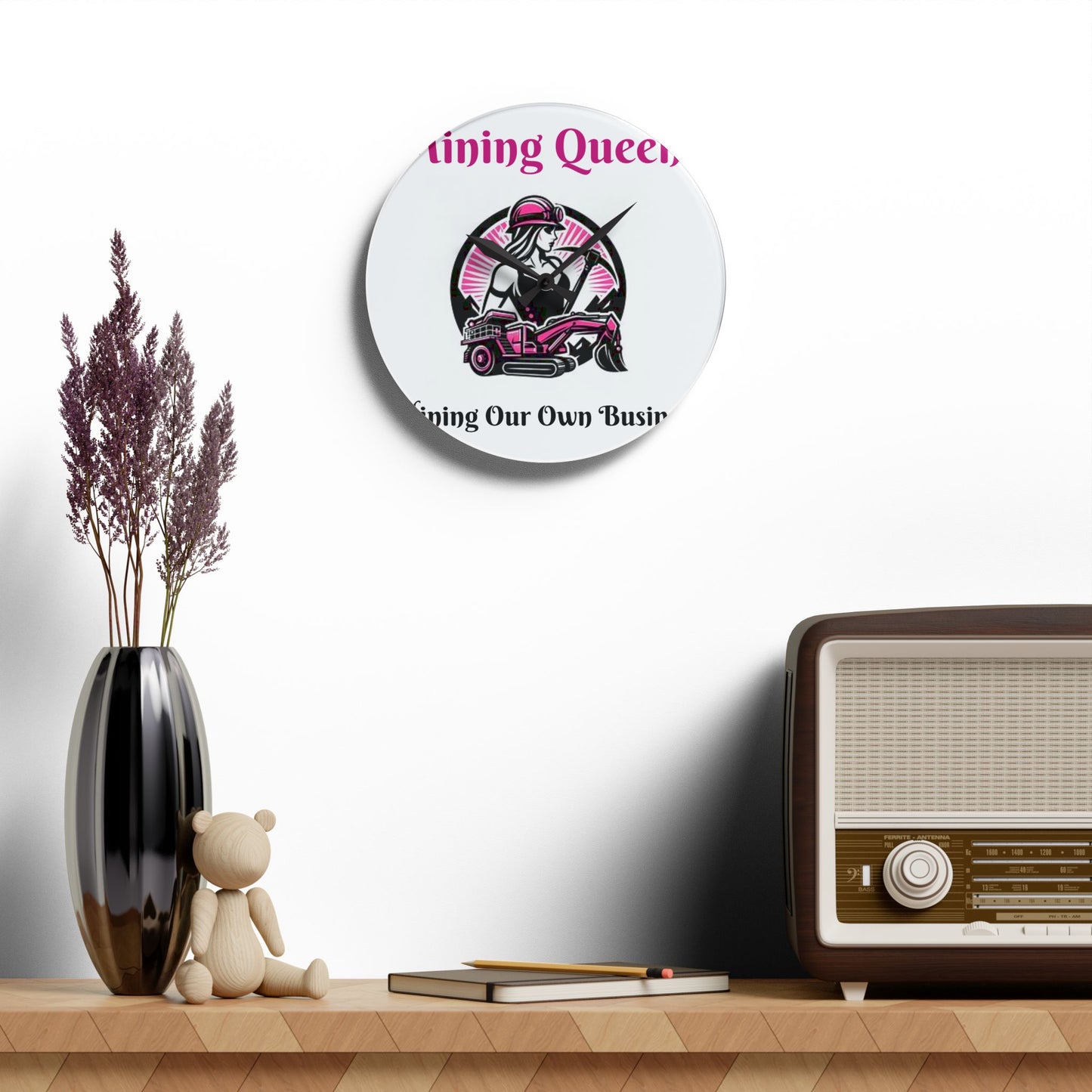 Mining Women Design Acrylic Wall Clock