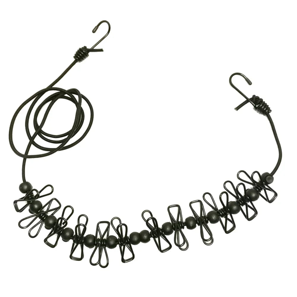 4m Mining Stretch clothesline With 12Clips Travel Stretchy Clothesline Sock Line Hanging Laundry Drying Rope