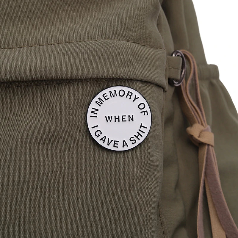 Enamel Pins Custom Round Shape For Back Packs In Memory of when I gave a Shit - Women In Mining