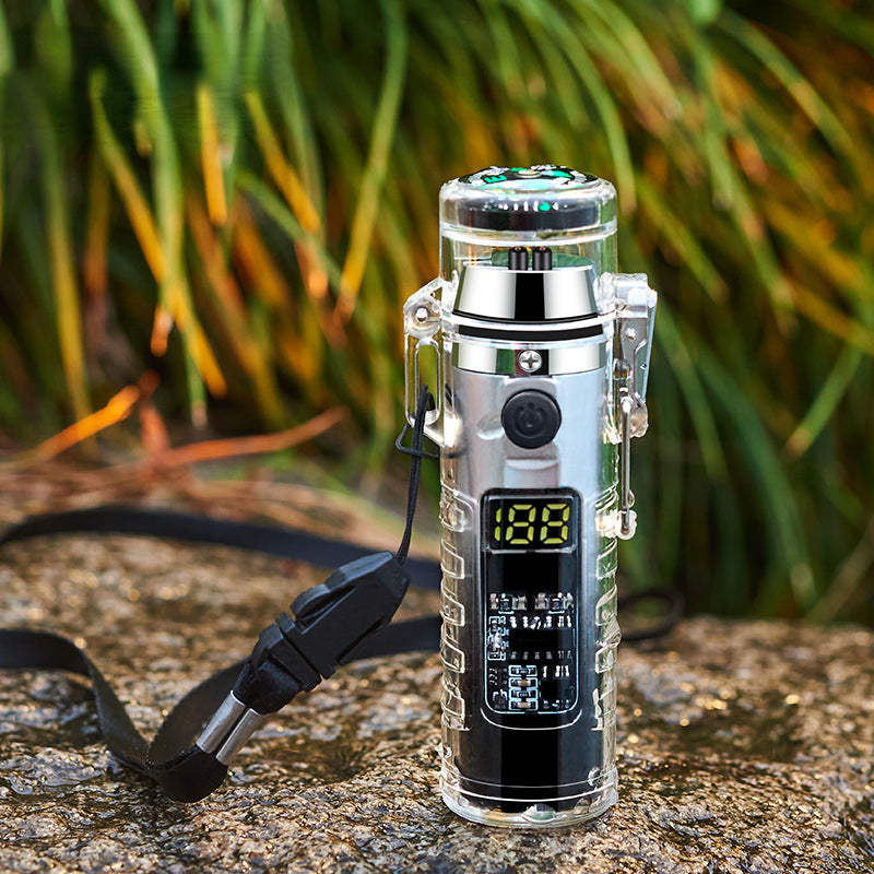 Ignite your outdoor adventures with the Rechargeable Electric Lighter! Featuring a savvy LED compass, a double arc for flameless ignition, USB charging, and portability for on-the-go use. It's water-resistant, doubles as an L - Women In Mining