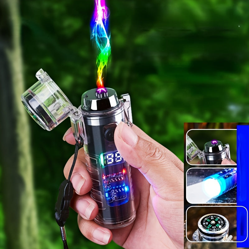 Ignite your outdoor adventures with the Rechargeable Electric Lighter! Featuring a savvy LED compass, a double arc for flameless ignition, USB charging, and portability for on-the-go use. It's water-resistant, doubles as an L - Women In Mining