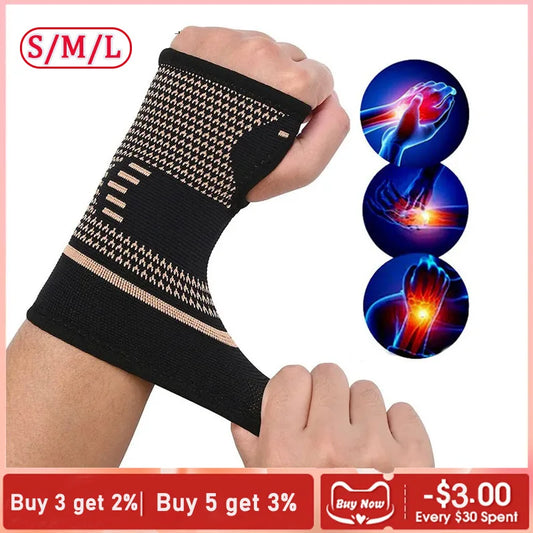 One-piece Copper Fiber Wrist Bracer, Elastic Sports Band. A fabulous wrist brace with good healing qualities. - Women In Mining